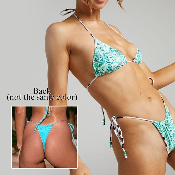 VDM Ziggy Mint Marble Bikini Bottoms & Wrap Skirt – Reversible Dot – S & M Avail - Picture 4 of 8